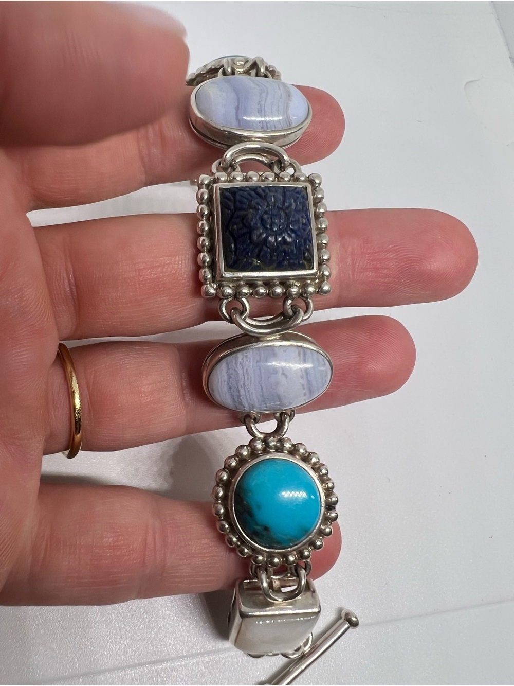 Vintage Whitney Kelly Sterling Silver Bezel Set Multi-Stone Bracelet